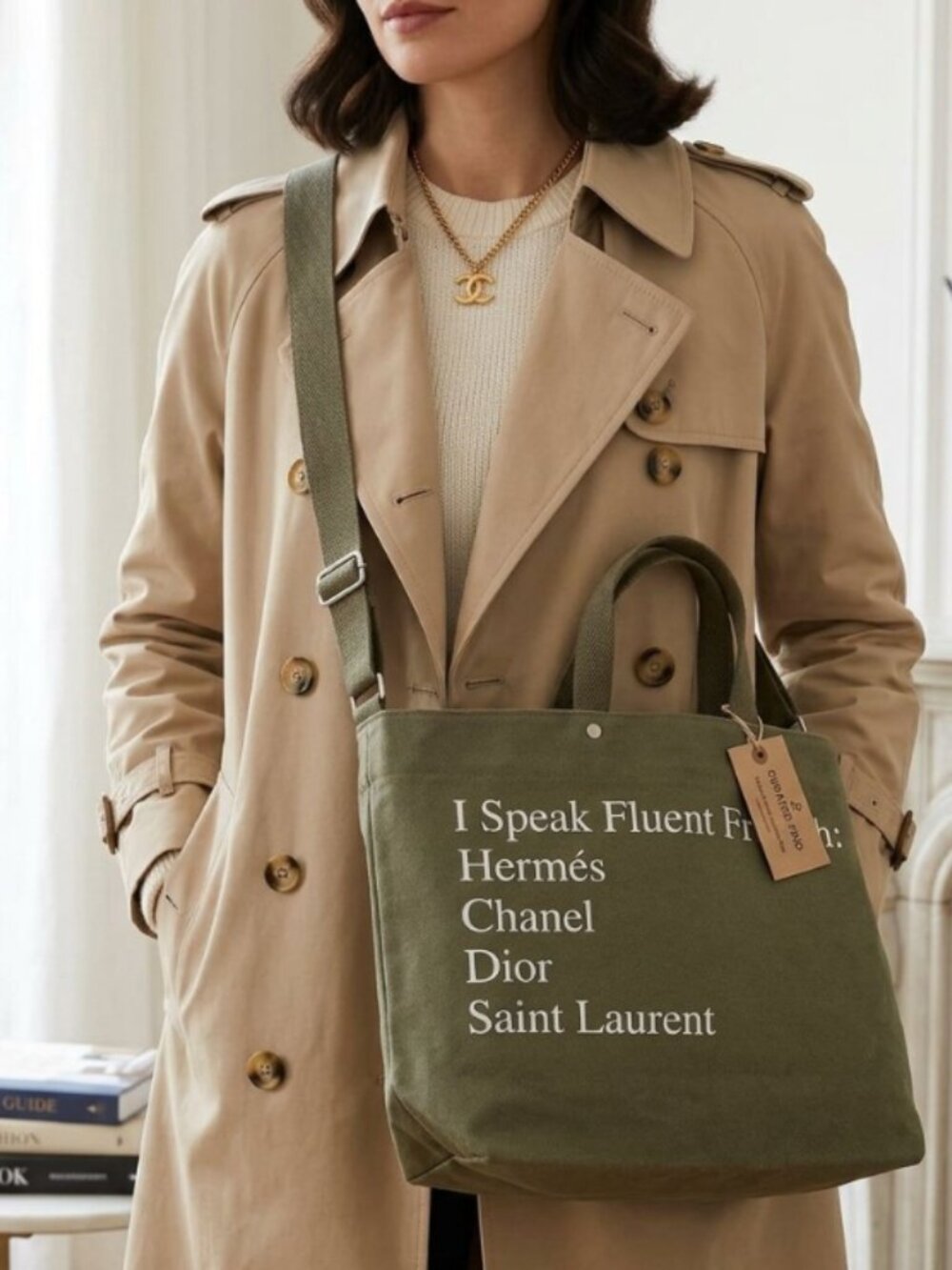 I Speak Fluent French Tote Bag Custom Graphic Canvas NEW